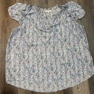 Rose And Olive Shirt Blouse Short Sleeve Floral Size 2X